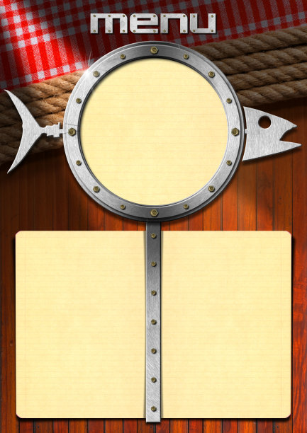 鱼菜单与金属舷窗图片下载