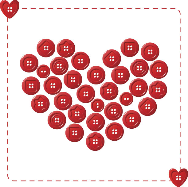 红心纽扣。图片下载