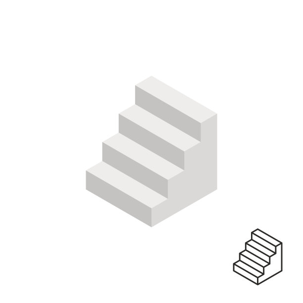 楼梯3 d图标。孤立在白色背景上。矢量插图。图片下载