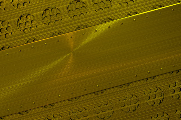 圆形格栅背景上带铆钉的矩形金属板图片下载