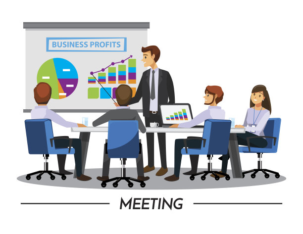 商务人士有董事会，矢量插图卡通人物素材图片