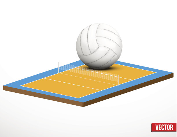 象征排球比赛和场地。图片下载