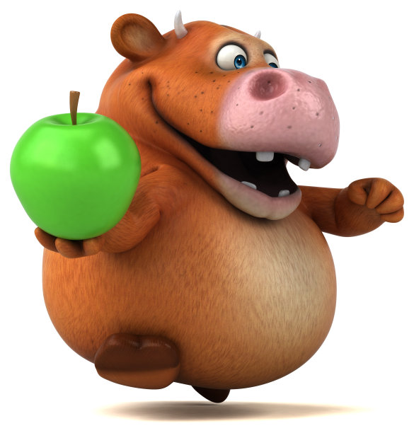 有趣的牛- 3D插图图片下载