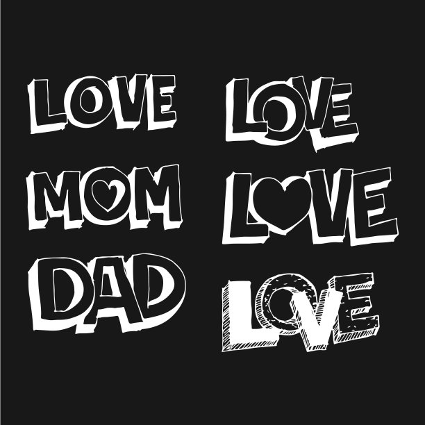 涂鸦爱爸爸妈妈图标插画设计图片下载