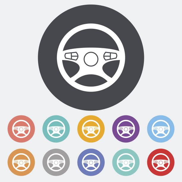 汽车方向盘图标。图片下载