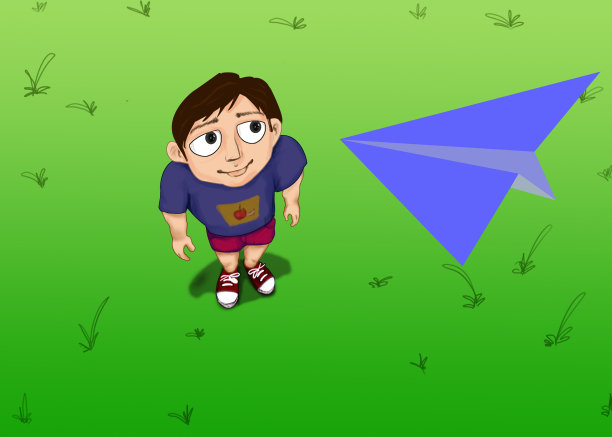 男孩站着看纸飞机图片下载