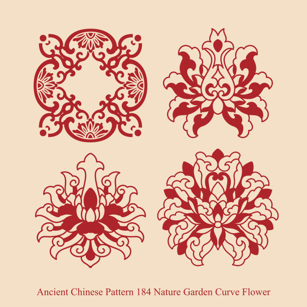 中国古代自然园林曲花图案图片下载