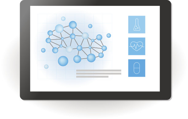 平板电脑与医疗技术图标和化学或生物图片下载