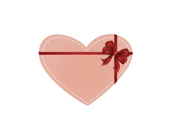 纸心，红色蝴蝶结和丝带。情人节。图片下载
