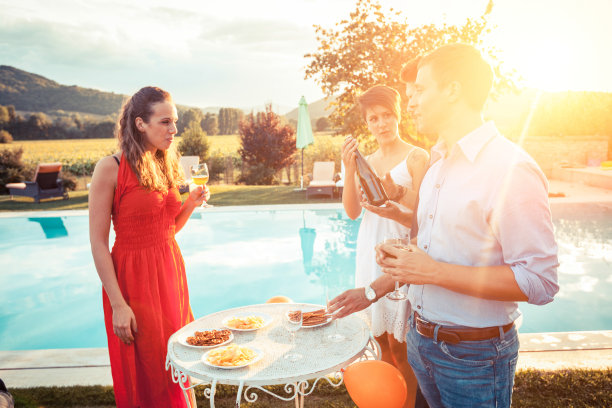 一群朋友在聚会上祝酒图片下载