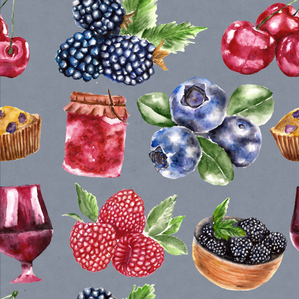 浆果无缝图案图片下载