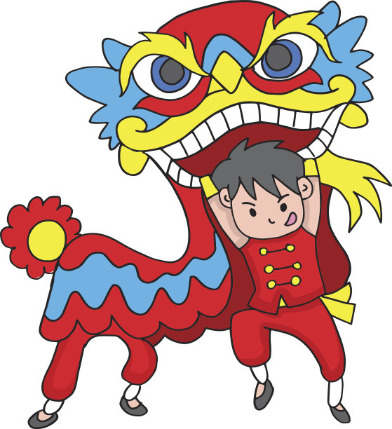 舞狮男孩中国传统庆典图片下载