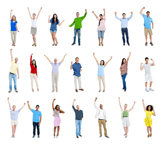 五彩缤纷的多民族庆祝团体图片下载