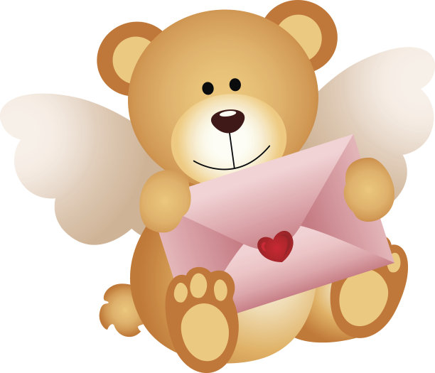 丘比特泰迪熊与爱的信封图片下载