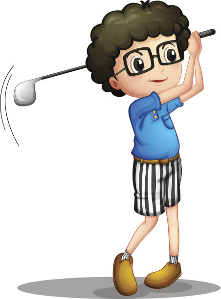 小男孩打高尔夫球图片下载