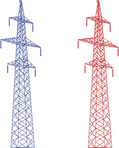 高压电线的轮廓。图片下载