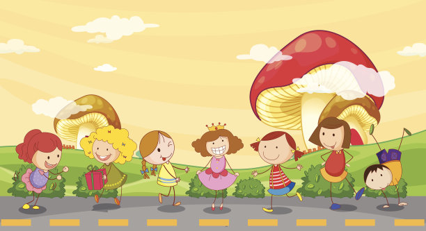 孩子们在路边玩耍图片下载