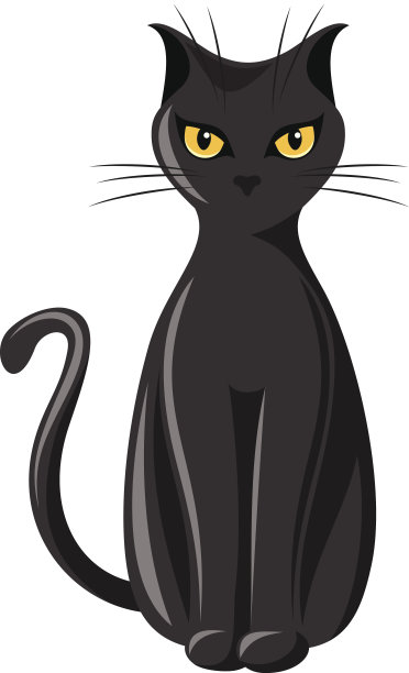 黑色的猫坐着。矢量插图。图片下载