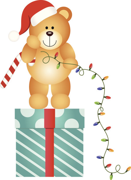 圣诞彩灯玩具熊图片下载