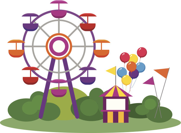 插图游乐园和摩天轮图片下载