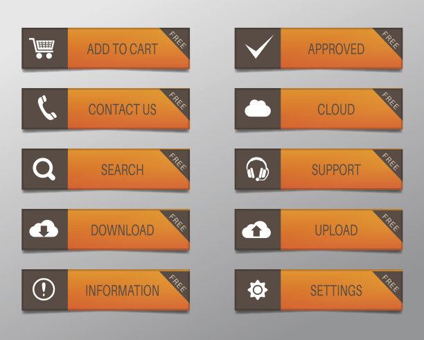 带有黑色边框和自由声明的OrangeWebButtons图片下载