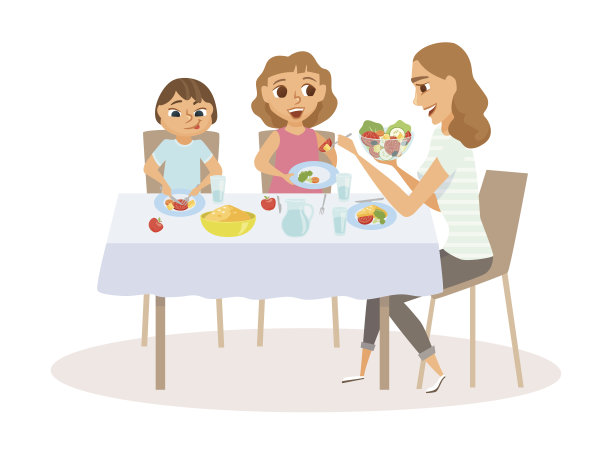 母亲和孩子的饮食图片下载