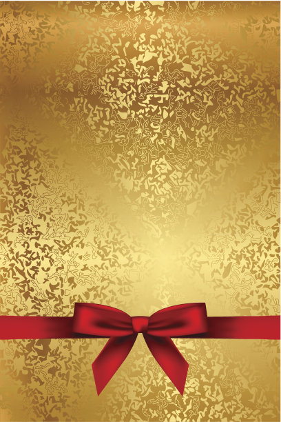 金色纹理与红色蝴蝶结图片下载