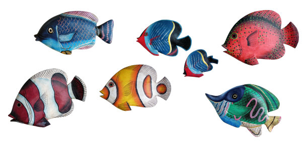 孤立的绘画热带鱼学校图片下载