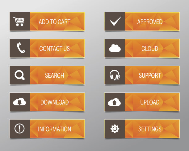 带有多边形背景的OrangeWebButtons图片下载