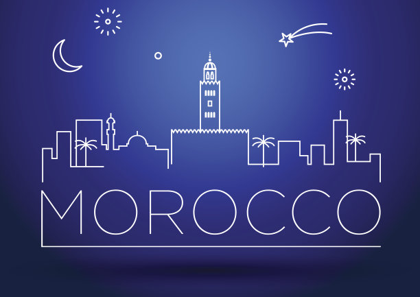 摩洛哥城市轮廓线和排版设计图片下载