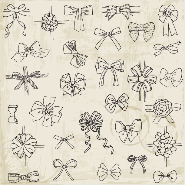 一套礼品蝴蝶结与丝带图片下载