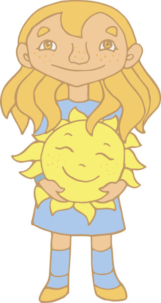 明亮的插图可爱的金发女孩与雀斑图片下载