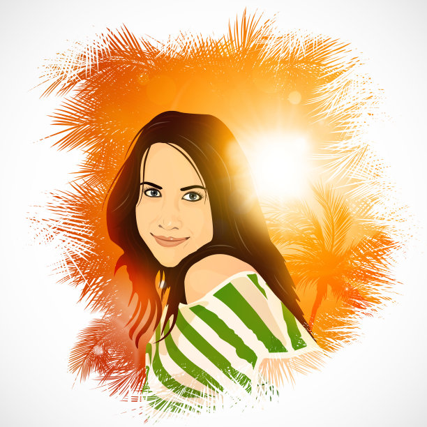 闪亮的女孩插图图片下载