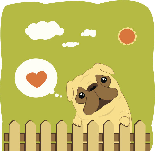 可爱的哈巴狗卡通插图图片下载