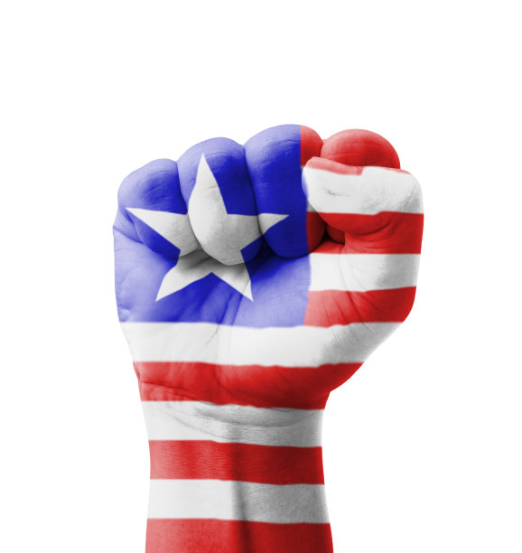 利比里亚国旗画拳，多用途概念图片下载