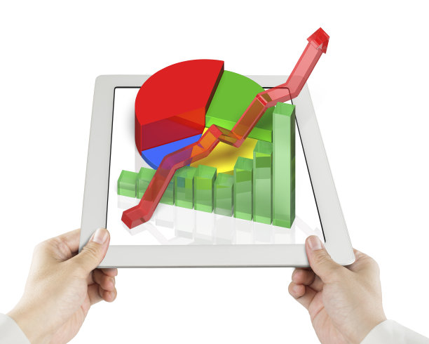 手持平板与3d图表图片下载