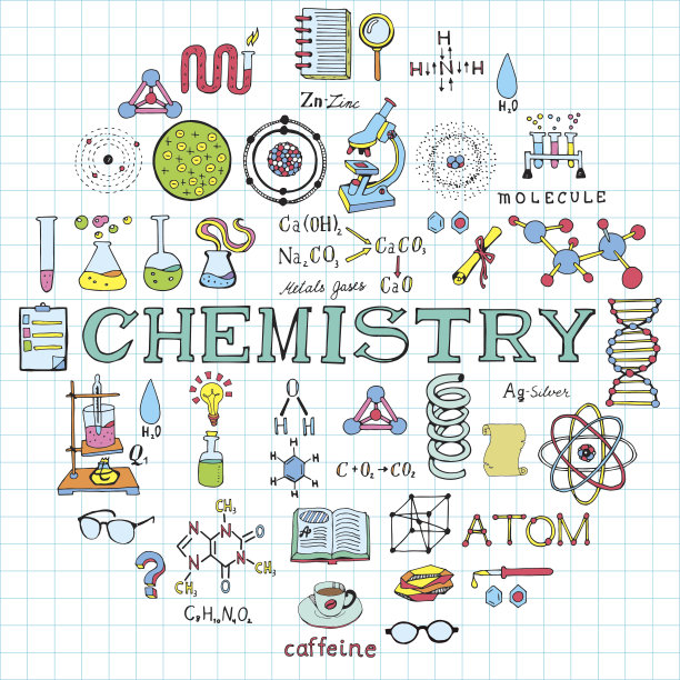 化学科学涂鸦书法元素。科学与学校教育主题。图片下载