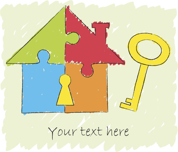 拼图房子与关键图纸图片下载