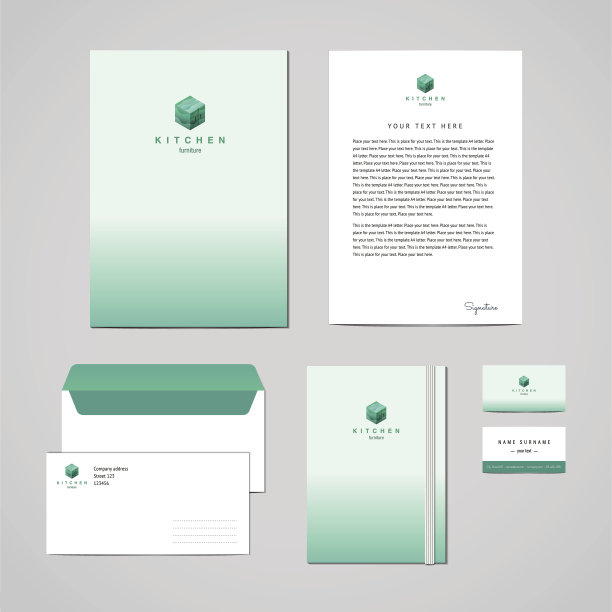 企业形象家具公司绿松石设计模板。图片下载