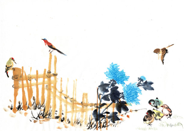 传统中国——栅栏和动物图片下载