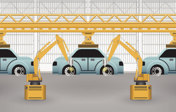 机器人组装汽车的插图图片下载