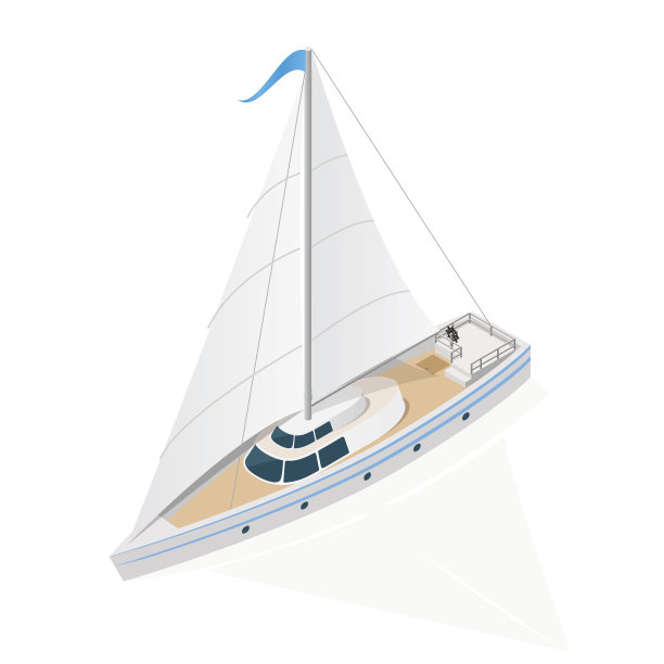 帆船游艇2.5D视图矢量图图片下载