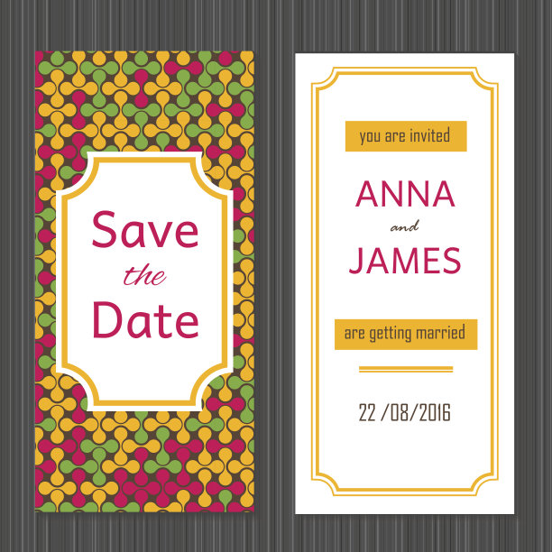 抽象设计的现代婚礼请柬。图片下载