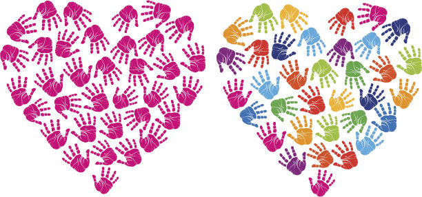 手印心形，矢量图片下载