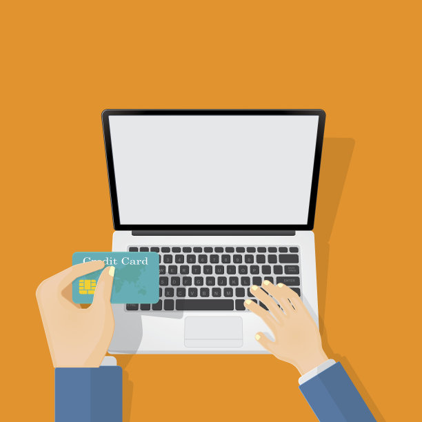 信用卡和笔记本电脑。图片下载