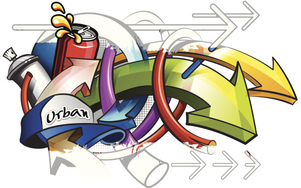 城市箭头上的涂鸦图片下载