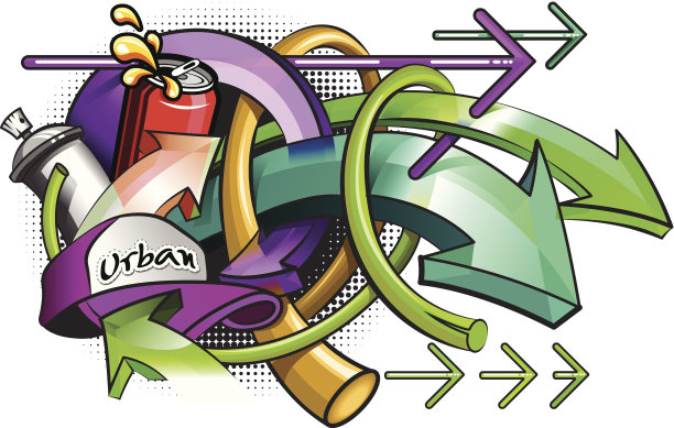 用苏打水涂鸦的城市箭头图片下载