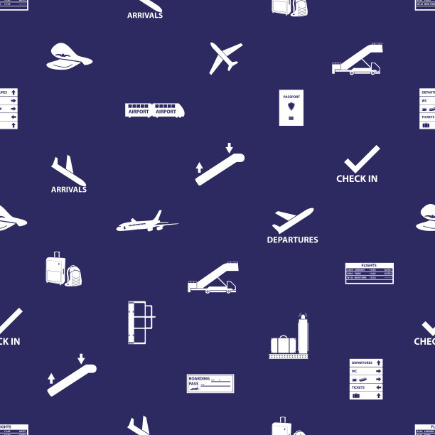机场图标蓝白无缝图案eps10图片下载