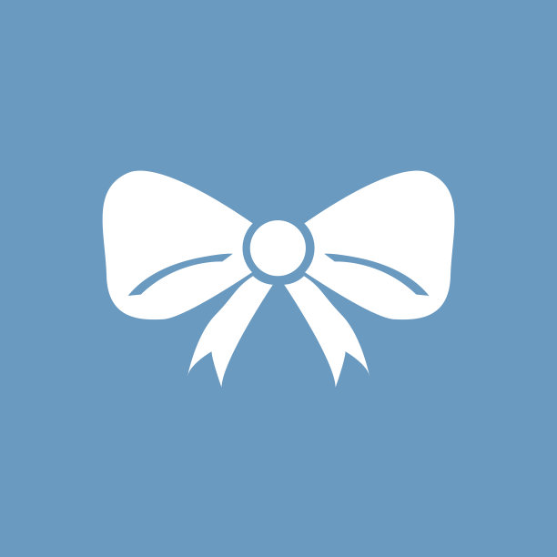 节日的蝴蝶结图标，白色在蓝色的背景图片下载