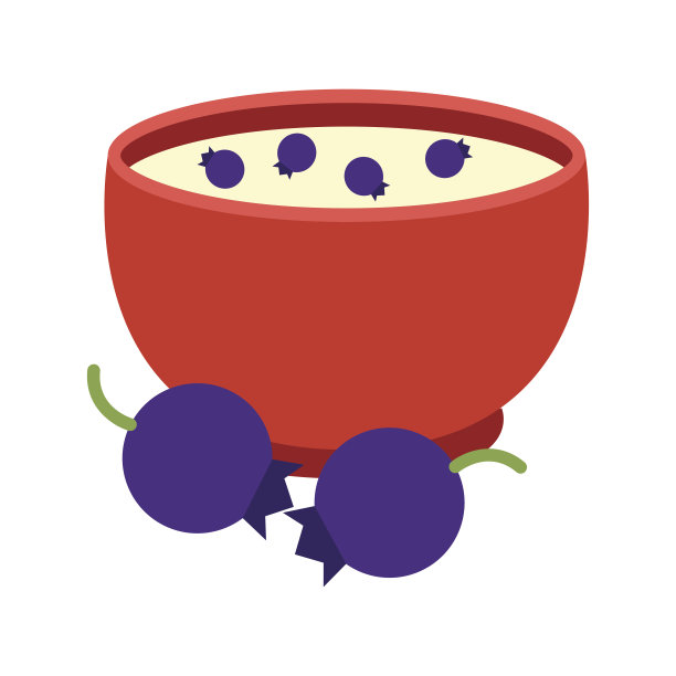 小麦粉粥蓝莓矢量插图。图片下载